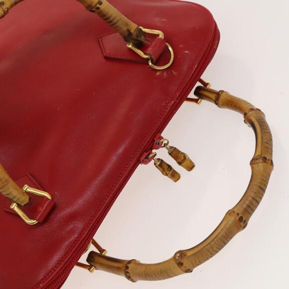 GUCCI Bamboo Hand Bag Leather Red Gold 000 2214 000 2214 - Picture 6 of 16